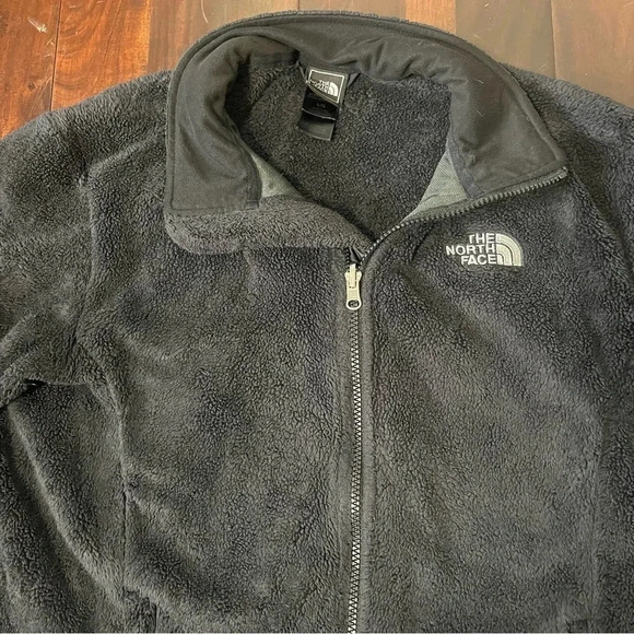 The North‎ Face Osito Fleece Full Zip Jacket Womens Sz Large L Black Fuzzy - Picture 2 of 4